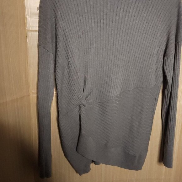 Loft Womens Grey Ribbed Lightweight Front Knot Sweater XL - Picture 3 of 5